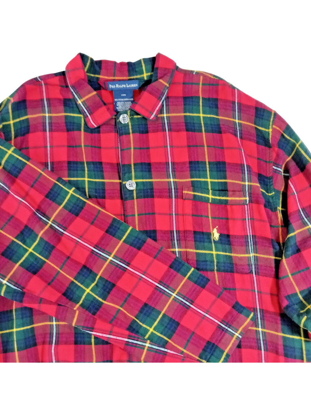 Polo Ralph Lauren Red Large Flannel Men Button Up Long Sleeve Night Shirt